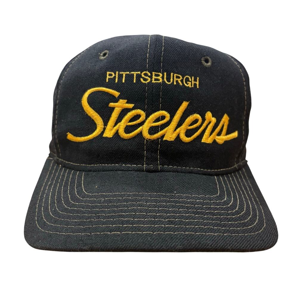Pittsburgh Steelers Sports Specialities Script Black Dome Wool Hat Snapback Cap